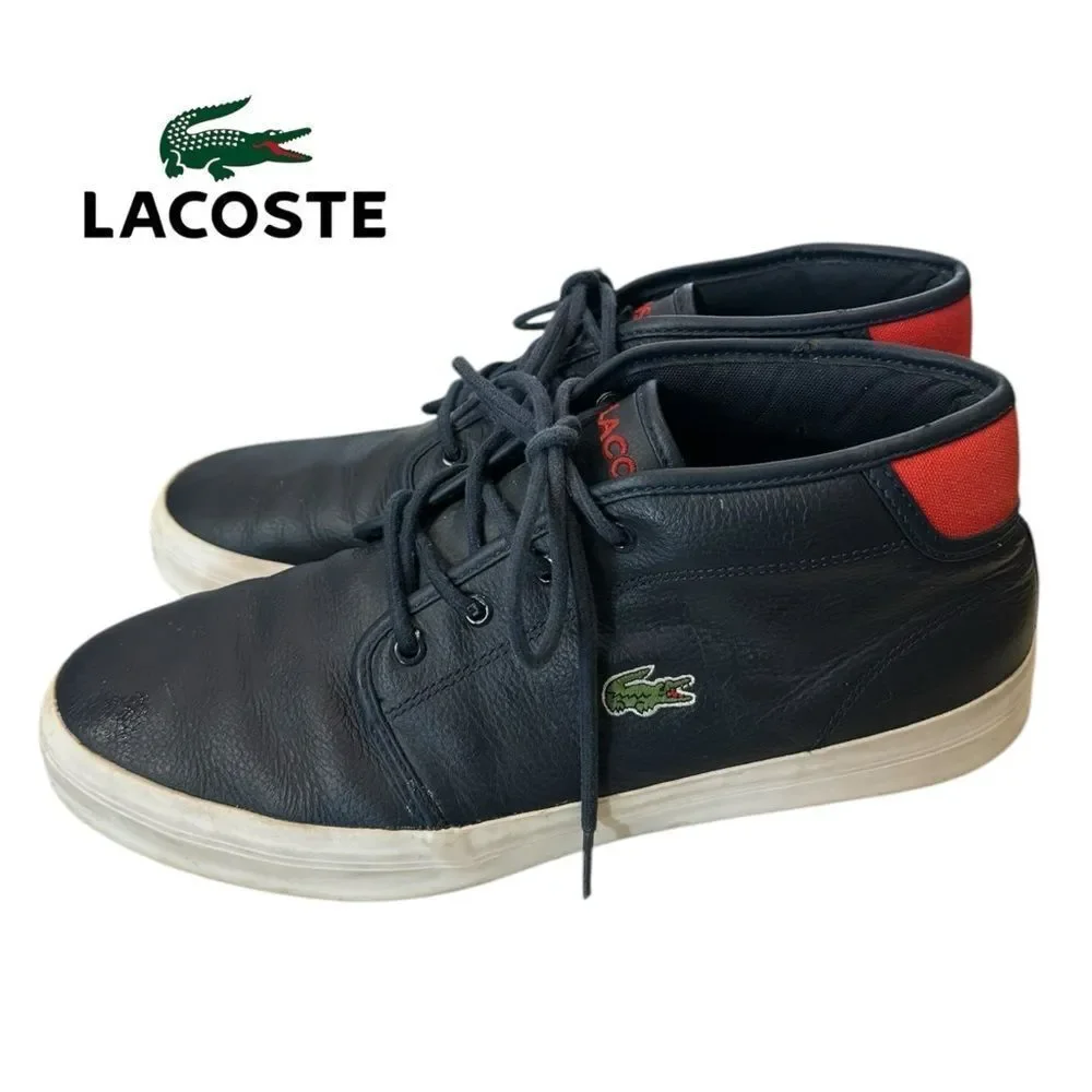 Lacoste Sport Men's Ampthill Chunky Leather Navy Hi-Top Sneakers 11
